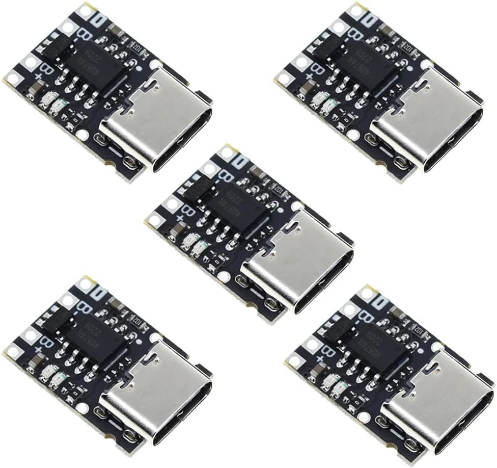 TP4057 Li-ion Charging & Protection Board (Type-C, 5-Pack)